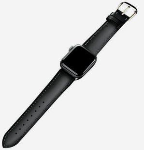 Ремінець Leather Bands для Apple Watch 38mm,40mm,41mm,42mm(10,11S) Black-Gold 1234-3 фото