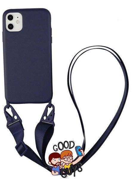Чохол силіконовий з ремінцем Crossbody для iPhone 12,12 Pro Midnight Blue 1198-2 фото