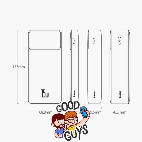 Baseus Bipow Digital Display Power Bank 20000mAh 15W PPBD20 Black 2687-0 фото