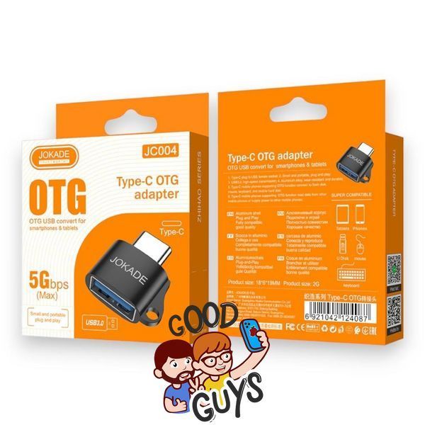 Перехідник JOKADE JC004 [USB 3.0 - Type-C] OTG adapter Black 2833-0 фото