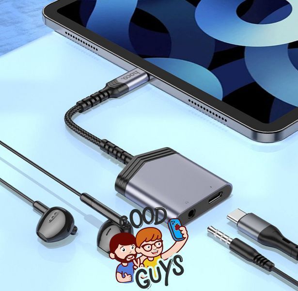 Перехідник HOCO LS39 [Type-C to USB-C+3.5mm] Metal Black 2867-0 фото
