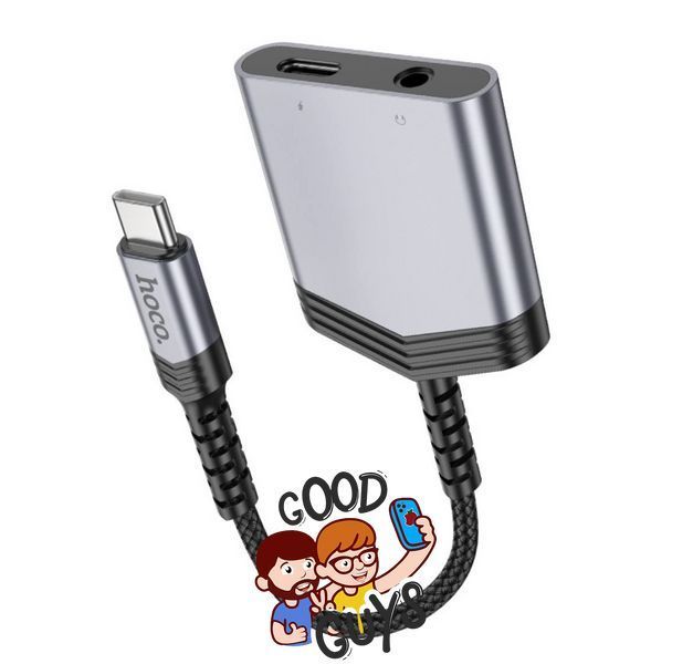 Перехідник HOCO LS39 [Type-C to USB-C+3.5mm] Metal Black 2867-0 фото