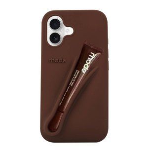 Чохол Lipstick case Rhode з місцем для блиску для iPhone 16 Plus Espresso (блиск у комплекті) 2875-5 фото