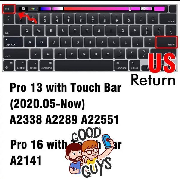 Прозора накладка на клавіатуру для MacBook Pro 13" (2020-2022) / Pro 16" (2019) with TOUCH BAR Return малий 2351-2 фото
