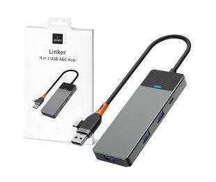 Хаб WIWU Linker Series 4in1 USB-C+UCB to USB-C+3xUSB3.0Black 2770-0 фото