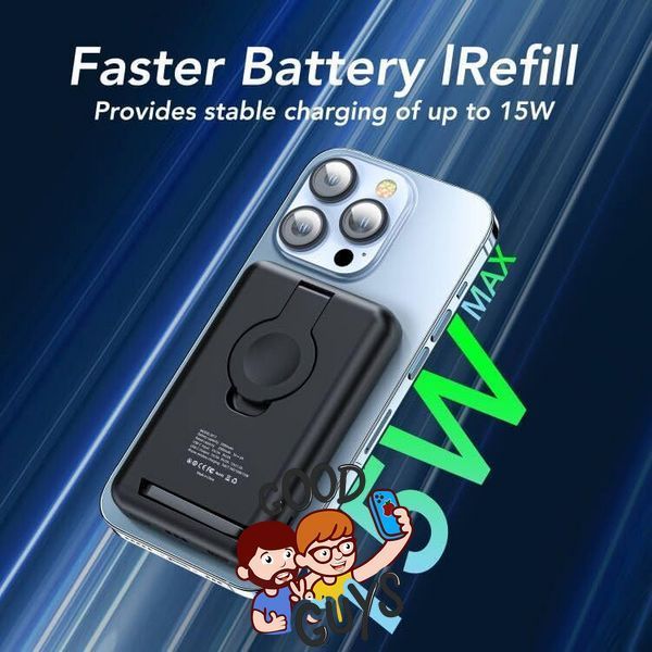 Павер банк 4в1 Magnetic Battery 5000mAh Foldable Wireless Portable Charger with Stand White 2228-0 фото