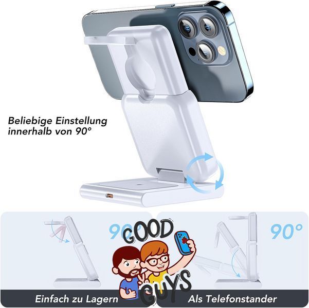Павер банк 4в1 Magnetic Battery 5000mAh Foldable Wireless Portable Charger with Stand White 2228-0 фото