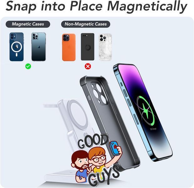 Павер банк 4в1 Magnetic Battery 5000mAh Foldable Wireless Portable Charger with Stand White 2228-0 фото