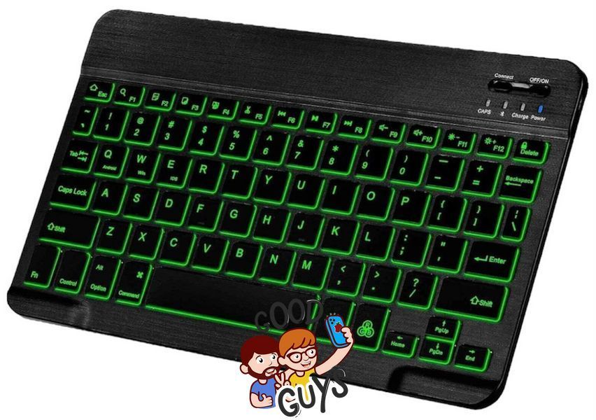 Бездротовий комплект: Bluethooth клавіатура з підсвіткою + Bluethooth мишка Black + Green 2879-0 фото