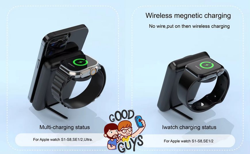Павер банк 4в1 Magnetic Battery 5000mAh Foldable Wireless Portable Charger with Stand White 2228-0 фото