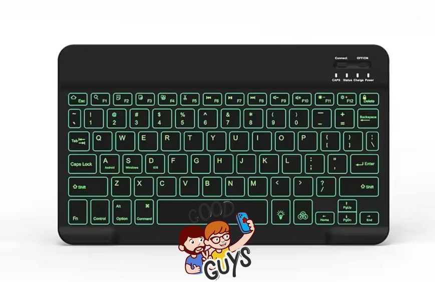 Бездротовий комплект: Bluethooth клавіатура з підсвіткою + Bluethooth мишка Black + Green 2879-0 фото