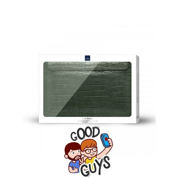 Конверт шкіряний WIWU Skin Croco Geniunie Leather Sleeve Series для MacBook 14.2" Midnight green 2222-3 фото