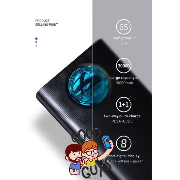 Павер бенк Baseus Amblight Digital Display Quick Charge 30000mAh 65W Overseas Edit Black 3014-0 фото