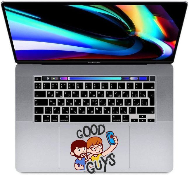 Чорна накладка на клавіатуру з літерами для MacBook Pro 13" (2020-2022) / Pro 16" (2019) with TOUCH BAR Return великий 2352-3 фото