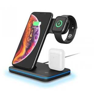 Безпровідна зарядка Fast Wireless Charger 3in1 Black 564-0 фото
