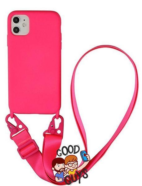 Чохол силіконовий з ремінцем Crossbody для iPhone 12,12 Pro Neon Pink 1198-6 фото
